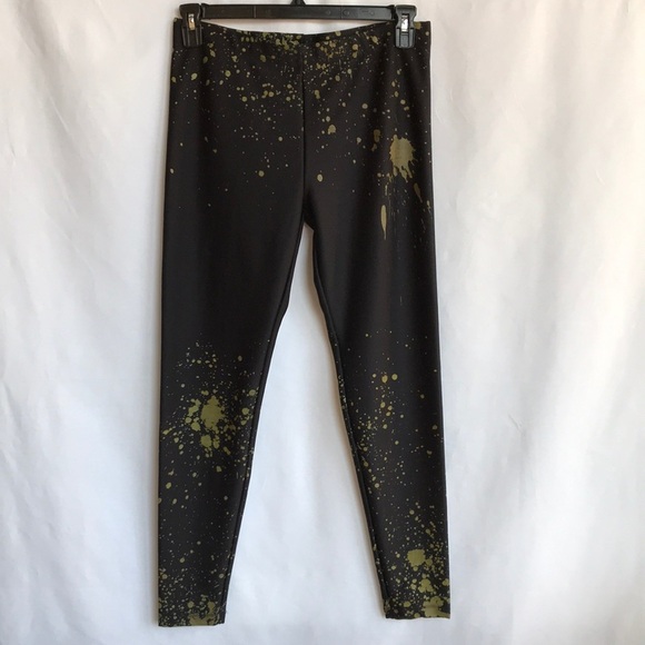 Hot Sox Pants - Hot Sox black paint splatter design leggings, sz M